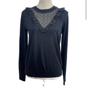 LOFT Ruffle Sweater Sheer Yoke | Size 20/22